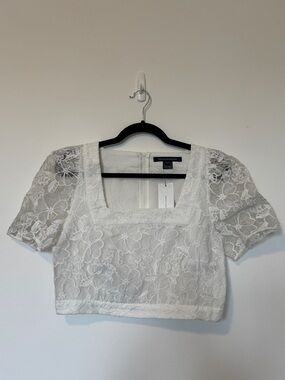NWT French Connection White Floral Lace Square-Neck Crop Top